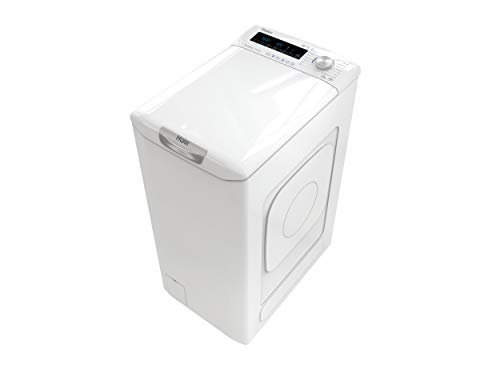 Haier - Lavadora carga superior 7KG, 5 ciclos de Vapor Steam Plus, Motor Inverter, Tratamiento Antibacterias, 1400 RPM, Apertura suave, Detector automático de KG, 16 Programas