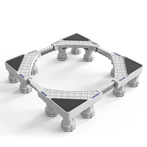 DEWEL Base de Lavadora de 12 Pies, Base de Frigorífico Universal Ajustable para Secadora, Carga de Oso 500kg Base Ajustable Ancho 46-60cm, Altura 9cm-12cm.