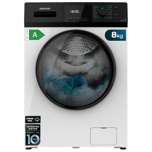 Cecotec Lavadora 8Kg Carga Frontal Bolero Dresscode 8410 Inverter A. 1900W, 1400 rpm Regulables, 16 Programas, Motor Inverter Plus, Bajo Consumo, Vapor, Esterilización de la Ropa